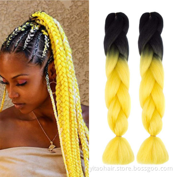 Jumbo Braiding Hair synthetic Ombre Braiding Hair 24 Inch High Temperature Crochet Braids Hair Extensions ombre yellow
